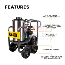 Load image into Gallery viewer, 3,000 PSI - 3 GPM Hot Water Pressure Washer with Honda GX200 Engine and General Triplex Pump