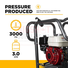Load image into Gallery viewer, 3,000 PSI - 3 GPM Hot Water Pressure Washer with Honda GX200 Engine and General Triplex Pump