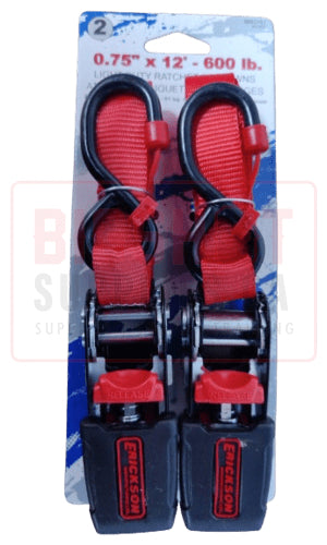 2 pc 3/4 in. x 12 ft 600 lb Ratchet Strap Set