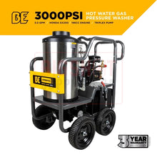 Load image into Gallery viewer, 3,000 PSI - 3 GPM Hot Water Pressure Washer with Honda GX200 Engine and General Triplex Pump
