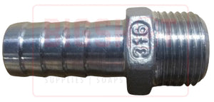 1/2" Hose Barb x 3/8" Male NPT (Stainless Steel)