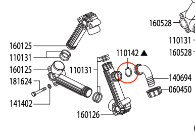 UDOR ZETA 90° SUCTION ELBOW O-RING (1398)