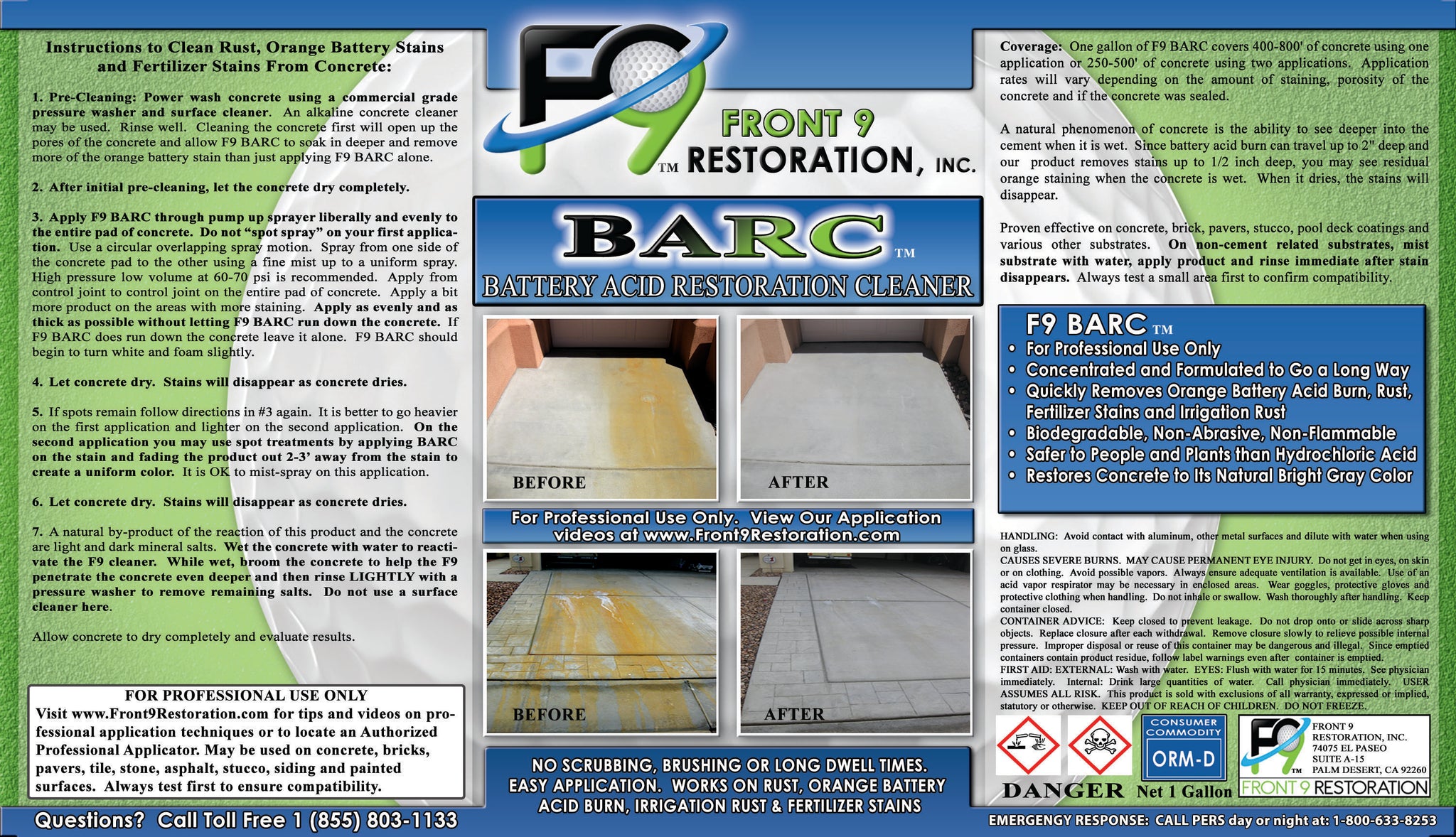 F9 BARC Rust and Oxidation Stain Concentrated Concrete Cleaner