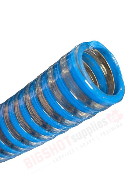 Low-Temp Clear/Blue Smooth PVC Suction Hose (Sold by the foot) (Non-Collapsable)
