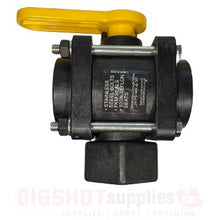 Load image into Gallery viewer, 1/2&quot; Banjo 3-Way Bottom Load Poly Ball Valves w/Straight Handle
